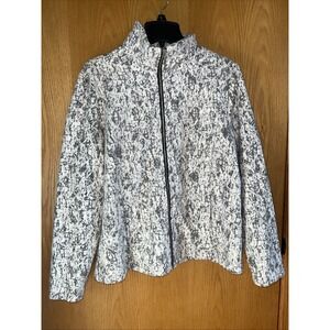 Cathy Daniels Womens XL Zip Front Jacket Black White Pattern Pockets